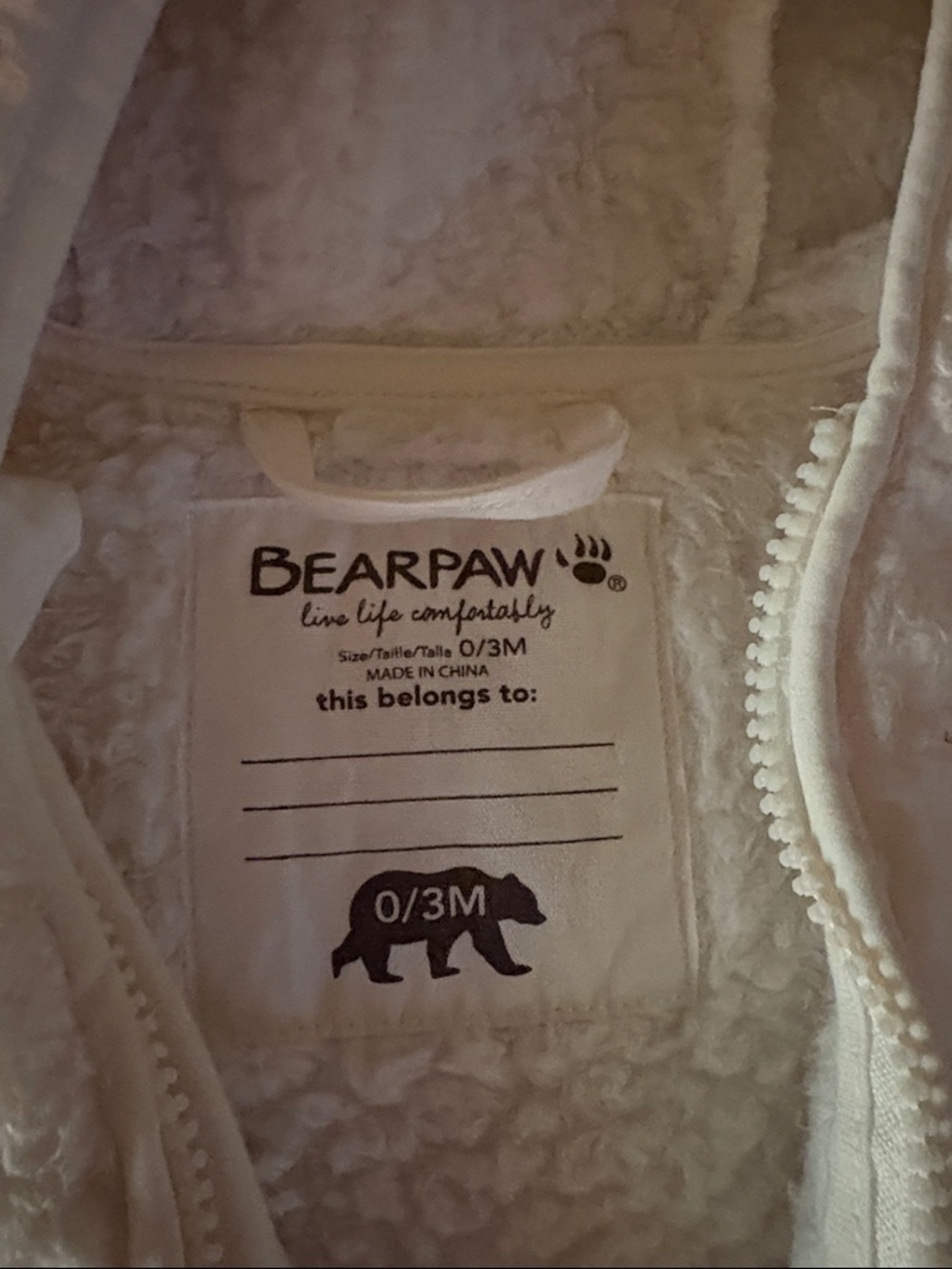 BearPaw Infant Sherpa Zip Hoodie - Cream/Off-White